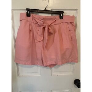 Spartina 449 Aria Shorts Pink, Lined, Tie‎ Belt, Linen Blend. Size 14